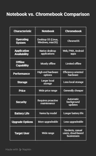 Difference Between Notebook and Chromebook