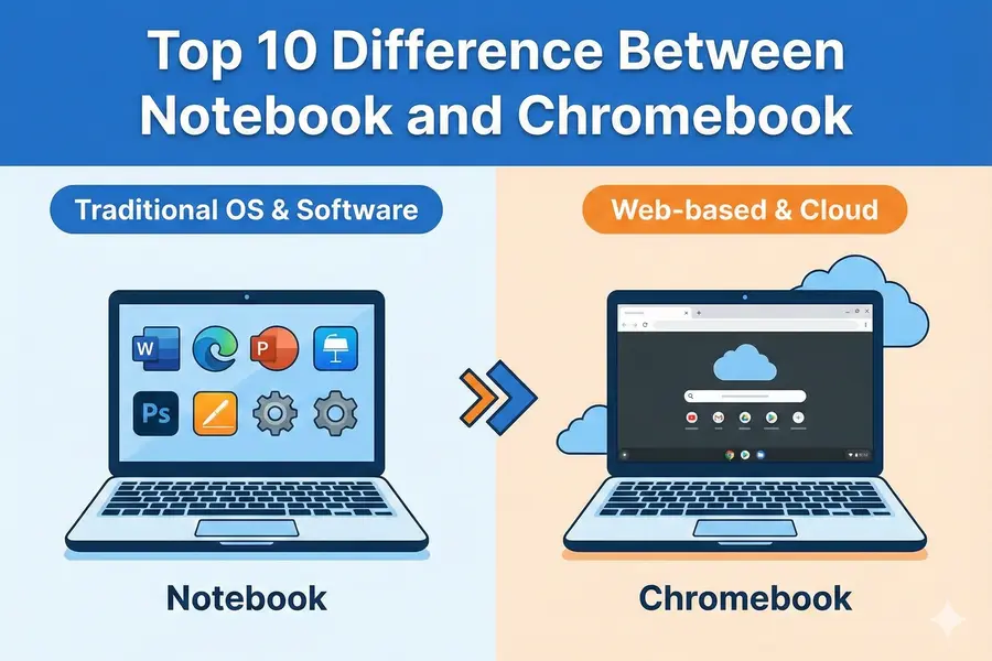 Top 10 Difference Between Notebook and Chromebook