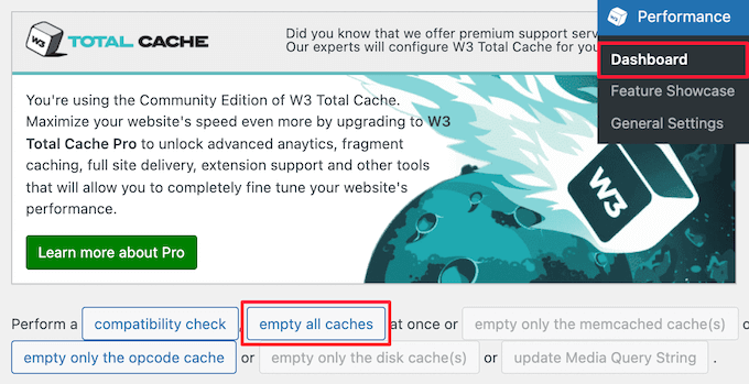 Purge cache from your WordPress caching plugins